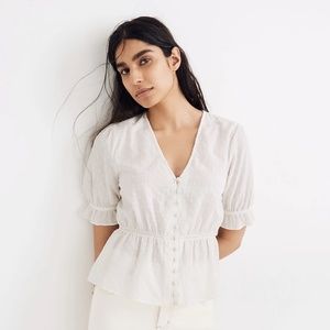 Madewell V-Neck Peplum Popover Top in Clipdot - XS